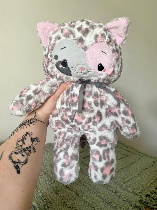 Cleo the pink gray leopard kitty